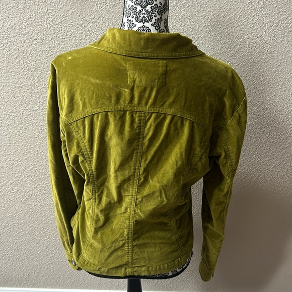 Live a Little Suede Jacket Womens M Button Front Green Fitted - Picture 3 of 9